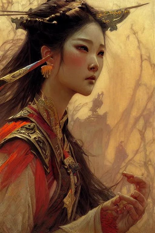 Image similar to wuxia, painting by gaston bussiere, craig mullins, greg rutkowski, alphonse mucha