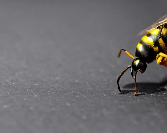 Prompt: a wasp typing on a laptop