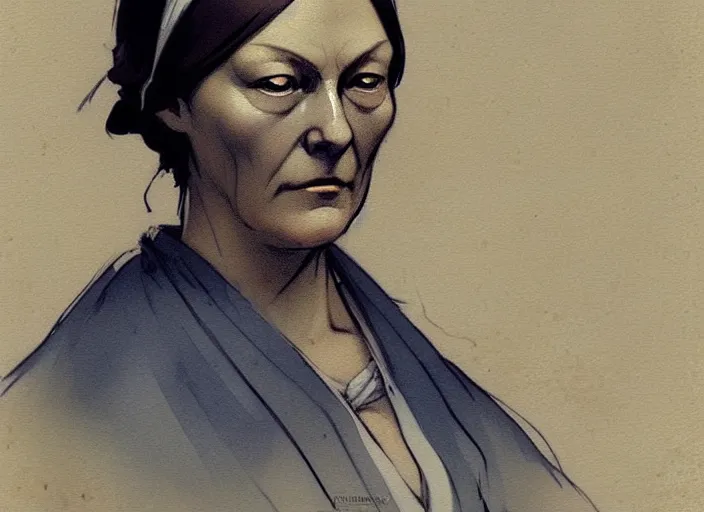 Image similar to 1 8 3 5 florence nightingale middle aged, character face study, faces only, concept art finely detailed perfect art, painted by greg rutkowski makoto shinkai takashi takeuchi studio ghibli, pinterest, cevagraf comics