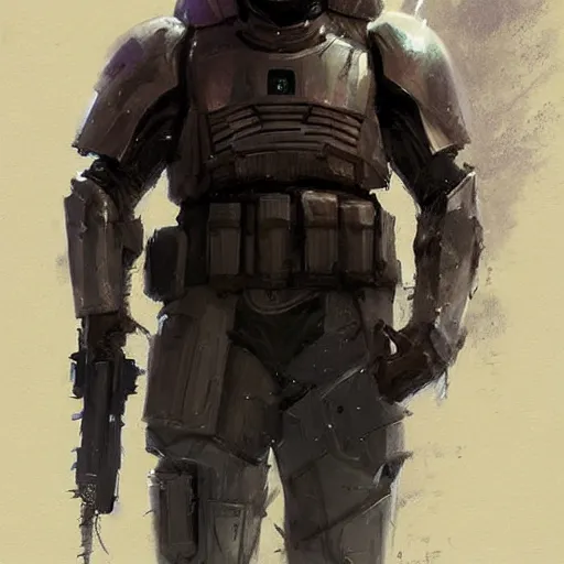 Image similar to concept art of a portrait by greg rutkowski, a soldier of the eternal empire wearing purple and black tactical gear, star wars expanded universe, smooth, sharp focus, artstation hq.