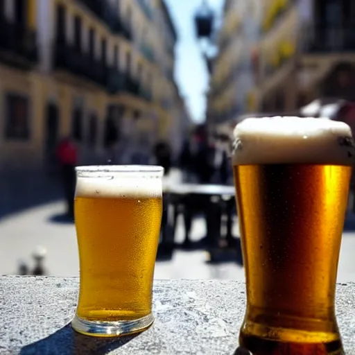 Image similar to 2 people drinking beers in lisbon