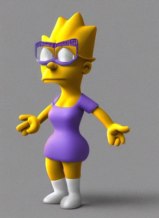 Prompt: 3d render portrait of the mad cat lady from the Simpsons