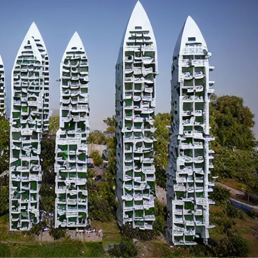 Image similar to a colony of insect civilizations buildings resembling bee