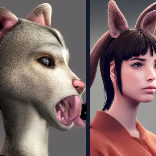 Image similar to human-like characters with animal ears, 4k, sharp focus, photorealistic