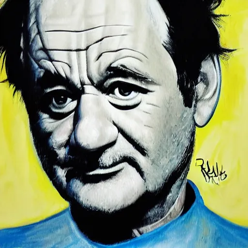 Image similar to close up portrait of bill murray painted by jason rainvill