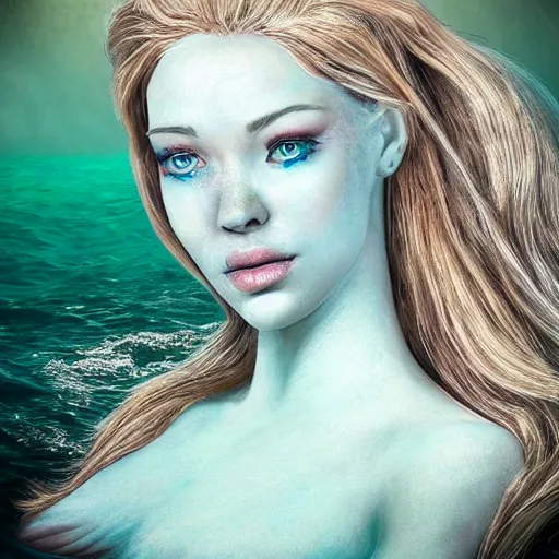 Image similar to a real life photo of a mermaid, realistic, photorealistic, detailed,