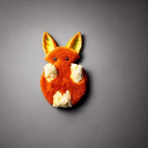 Image similar to studio photography of food in the shape of a fox