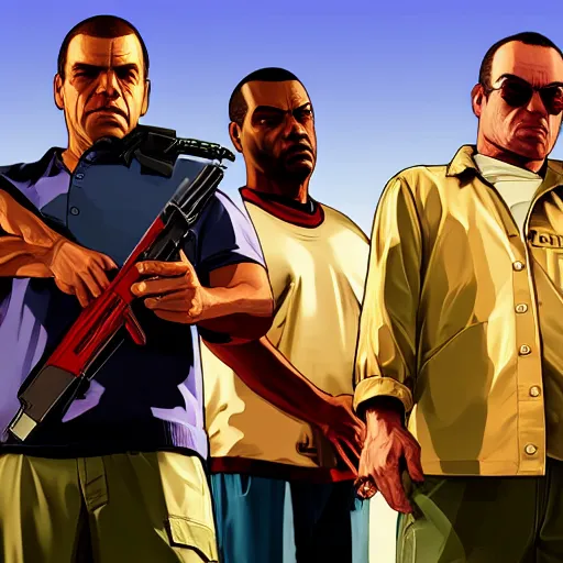 Prompt: among us game characters inside GTA v loading screen