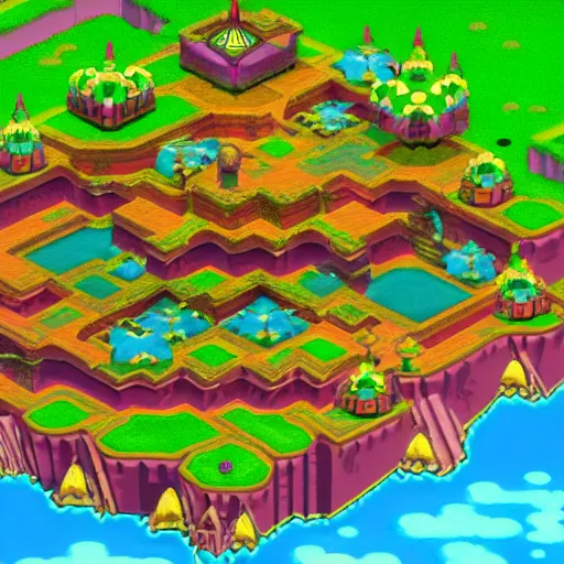 Image similar to colorful detailed screenshot from an isometric legend of zelda game