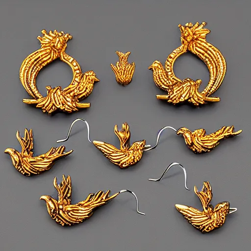 Image similar to jewelry design, jewelry display, earrings with phoenix decoration