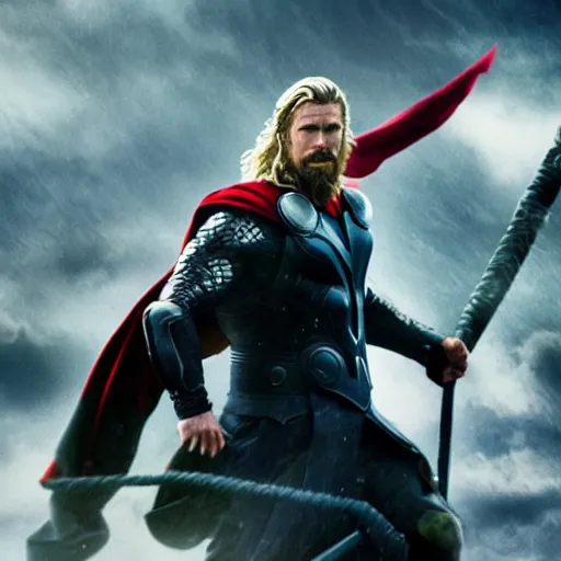 Image similar to Christian Bale as Thor, 4k