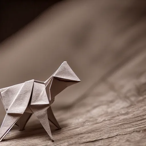 Image similar to an impossible origami animal, macro photography, ambient light