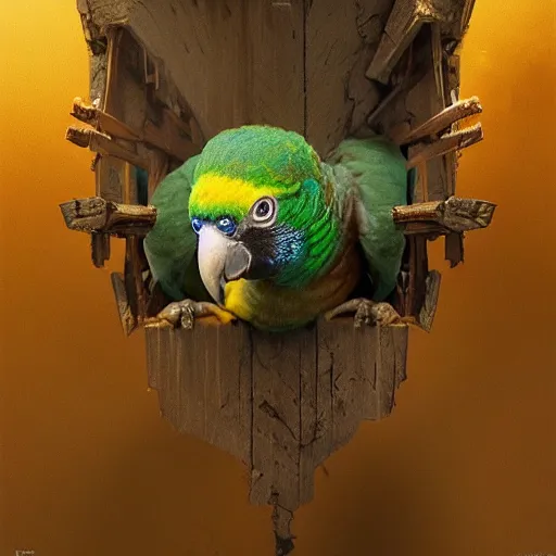 Prompt: photo realistic image of a baby parrot, stunning 3 d render inspired art by istvan sandorfi and greg rutkowski, perfect facial symmetry, realistic, highly detailed attributes and atmosphere, dim volumetric cinematic lighting,