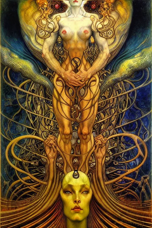 Image similar to Divine Chaos Engine by Karol Bak, Jean Delville, William Blake, Gustav Klimt, and Vincent Van Gogh, symbolist, visionary