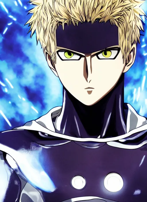 Image similar to A full portrait photo of real-life genos from one punch man, f/22, 35mm, 2700K, lighting, perfect faces, award winning photography.