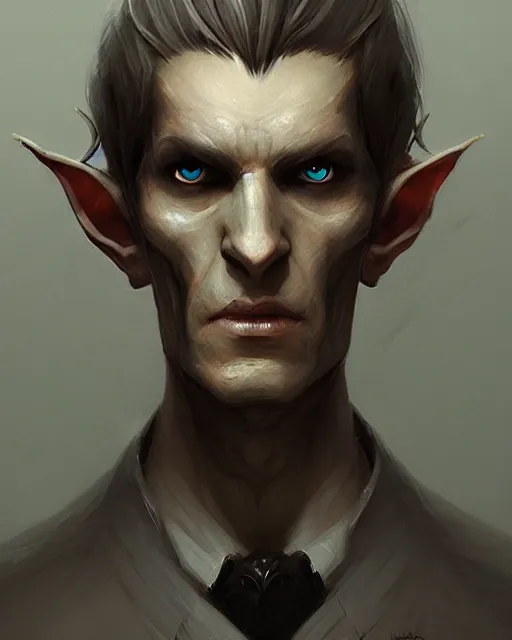 Image similar to character portrait of a slender half - elven man, by greg rutkowski, mark brookes, jim burns trending on artstation