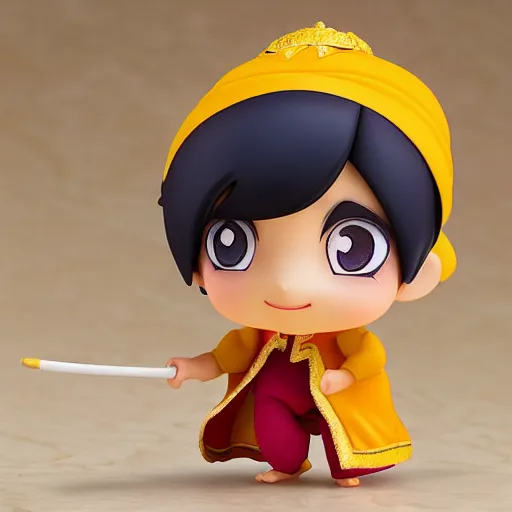 Prompt: cute animated pixar aladdin in traditional clothes as nendoroid, side view, 8 k hd dof, kodak film,