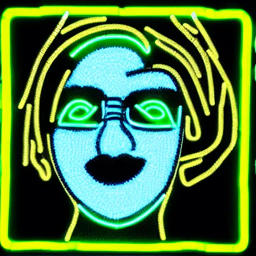 Image similar to old woman made of neon lights