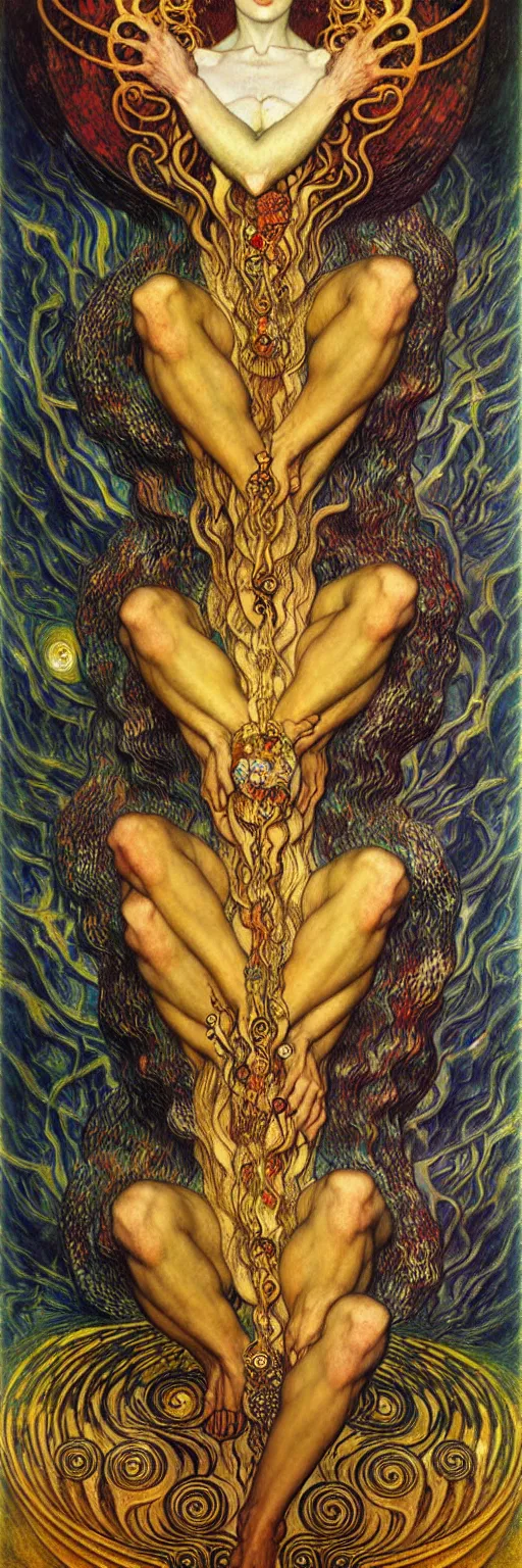 Image similar to Divine Chaos Engine by Karol Bak, Jean Delville, William Blake, Gustav Klimt, and Vincent Van Gogh, symbolist, visionary