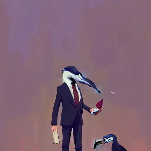 Image similar to a realistic portrait of anthropomorphized shoebill stork wearing suit and tie, photographic realistic background, by atey ghailan, by greg rutkowski, by greg tocchini, by james gilleard, by joe fenton, by kaethe butcher, trending on instagram, award winning details