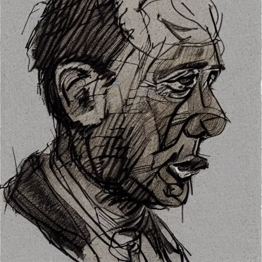 Image similar to a realistic yet scraggly portrait sketch of the side profile of a stern and sophisticated the demoman, trending on artstation, intricate details, in the style of frank auerbach, in the style of sergio aragones, in the style of martin ansin, in the style of david aja, in the style of mattias adolfsson