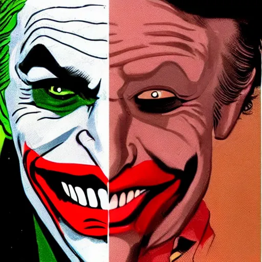 Prompt: DLSR of the real life person who looks exactly like the Joker from Silver Age DC Comics