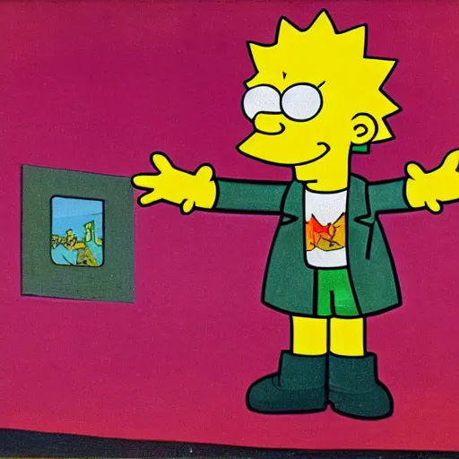 Image similar to Bart Simpson trapped in a Max Ernst painting