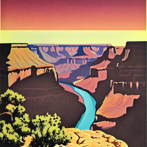 Prompt: 1 9 4 0 s national park poster of grand canyon