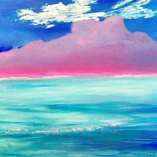 Prompt: pink clouds in the sea