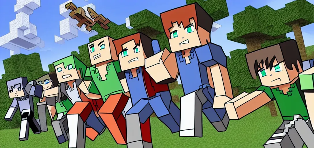 Image similar to Minecraft if it was an Anime