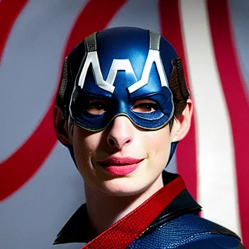 Image similar to Anne Hathaway as captain america