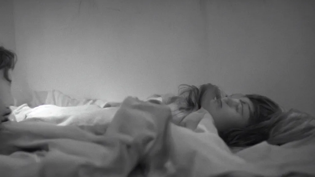 Image similar to movie still of girl having sleep paralysis, cinematic composition, cinematic light, criterion collection, by david lynch and ridley scott