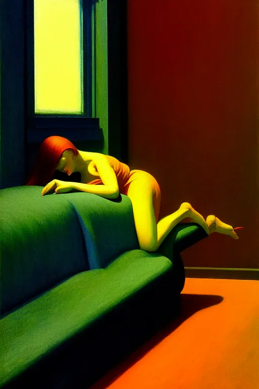 Image similar to depression, edward hopper and james gilleard zdzislaw beksisnski higly detailed