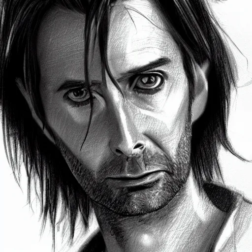 Image similar to david tennant pencil sketch cinematic lighting, render, fantasy