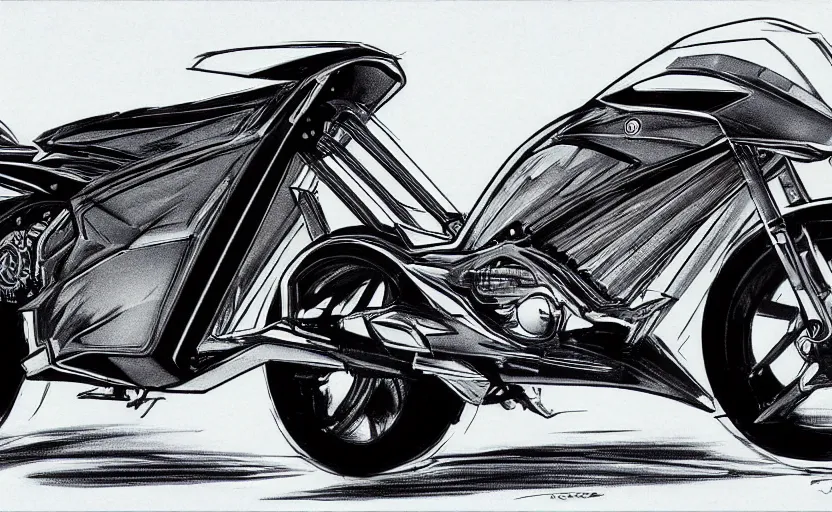 Prompt: 1 9 8 0 s yamaha motorcycle concept, sketch, art,