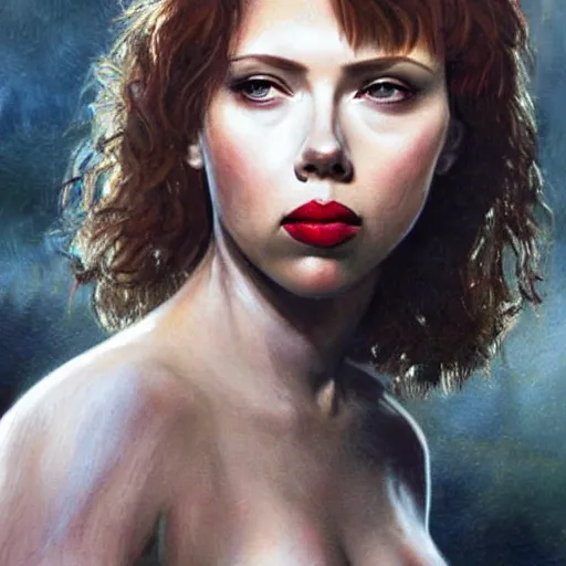 Prompt: Scarlet Johansson as an Anne rice: vampire chronicles character, highly detailed headshot Portrait.