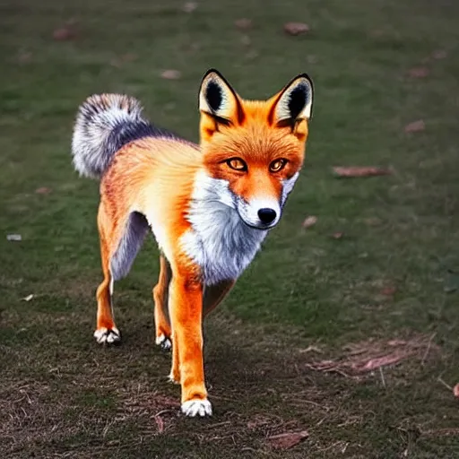 Prompt: half dog half fox