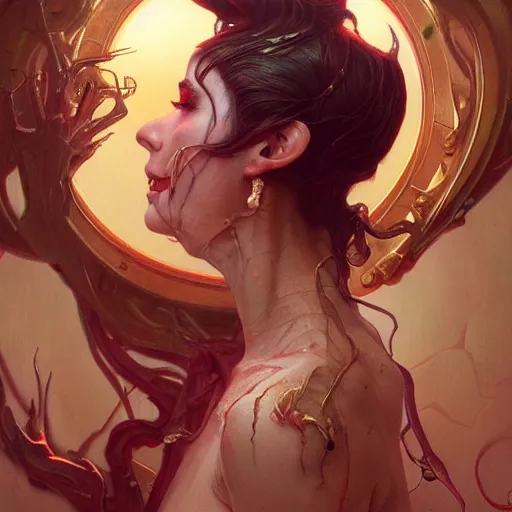 Prompt: a pc made out of flesh, skinned alive, blood, teeth, fantasy, intricate, elegant, highly detailed, digital painting, artstation, concept art, smooth, sharp focus, illustration, art by artgerm and greg rutkowski and alphonse mucha