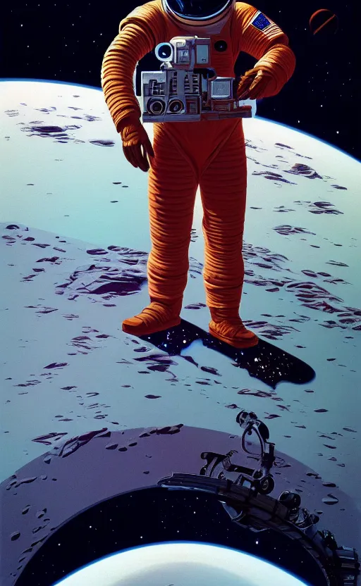 Image similar to syd mead artwork of a futuristic astronaut abandoned on a red ocean planet, lonely future cosmonaut abandoned on world of red water, detailed 4k stylized sci-fi artwork