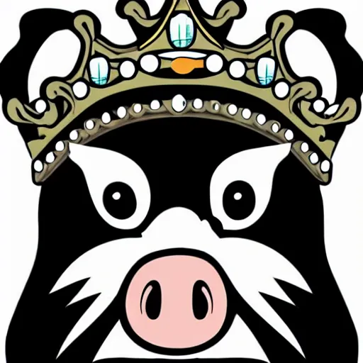 Image similar to walking pig wearing crown vector comic book art black and white 30mm