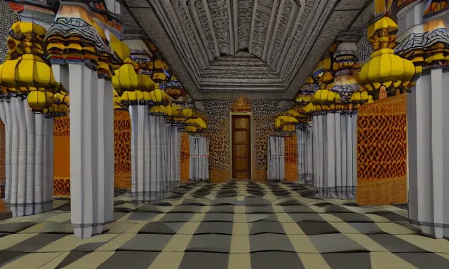 Image similar to 3d lowpoly hindu temple mosque interior