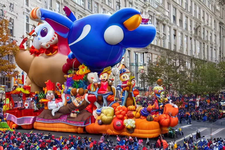 Image similar to photo of giant parade float designed by bosch in the macys thanksgiving parade, detailed 4 k photo