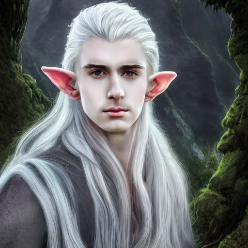 Prompt: a portrait of a handsome elven prince, white fringy hair, epic beautiful landscape, backlit, incredible lighting, strong rim light, subsurface scattering, highly detailed, god rays, digital painting, HDRI, by Heise Jinyao, Heise-Lian Yan Fang, Feimo, Richard Taddei, vivid colors, high contrast, 8k resolution, intricate, photorealistic, smooth