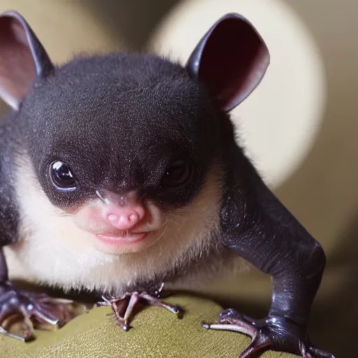 Prompt: an adorable chubby baby bat