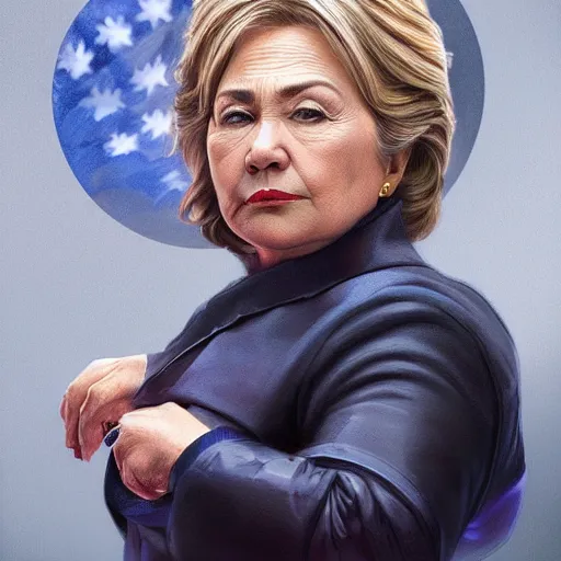 Image similar to ultra realistic illustration, roseanne barr as hillary clinton, intricate, elegant, highly detailed, digital painting, artstation, concept art, smooth, sharp focus, illustration, art by artgerm and greg rutkowski and alphonse mucha