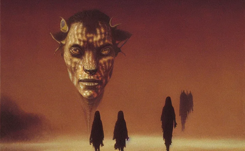 Prompt: film still from the move Avatar by Beksinski