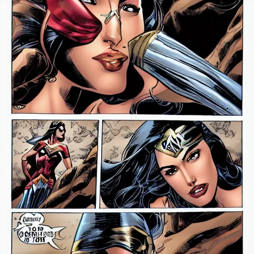 Prompt: Gal Gadot as wonder woman in a vertigo comic