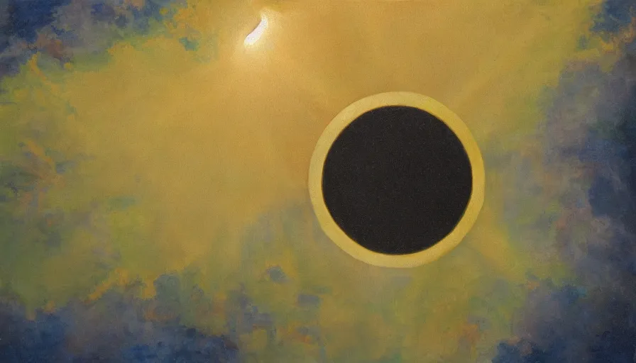 Image similar to the sun being blocked by a hexagon, seen from earth, oil painting