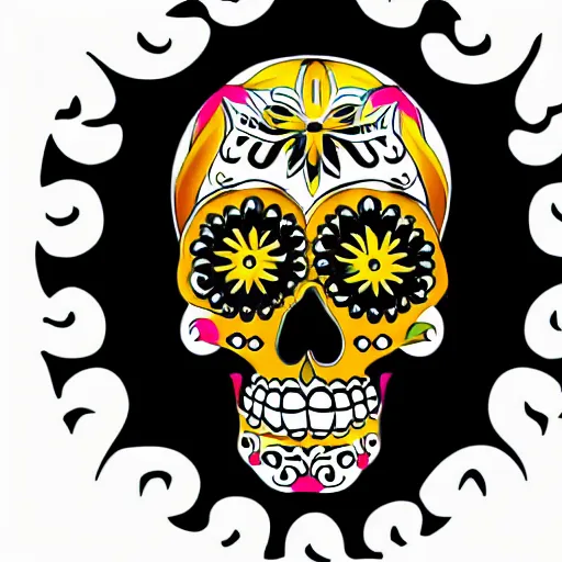 Prompt: a small vector tattoo design. gothic. sugar skull.