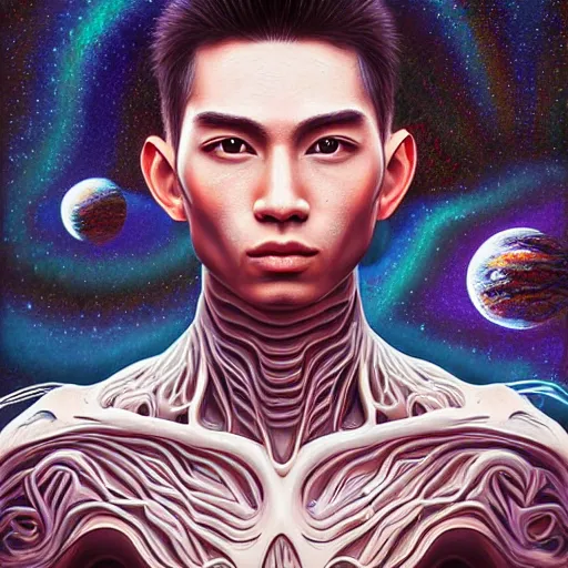 Prompt: ultra realist intricate detailed painting of a single attractive male on an alien world, symmetry accurate features, very intricate details, focus, high resolution, 4 k, artstyle alex ries and hiraku tanaka, award winning